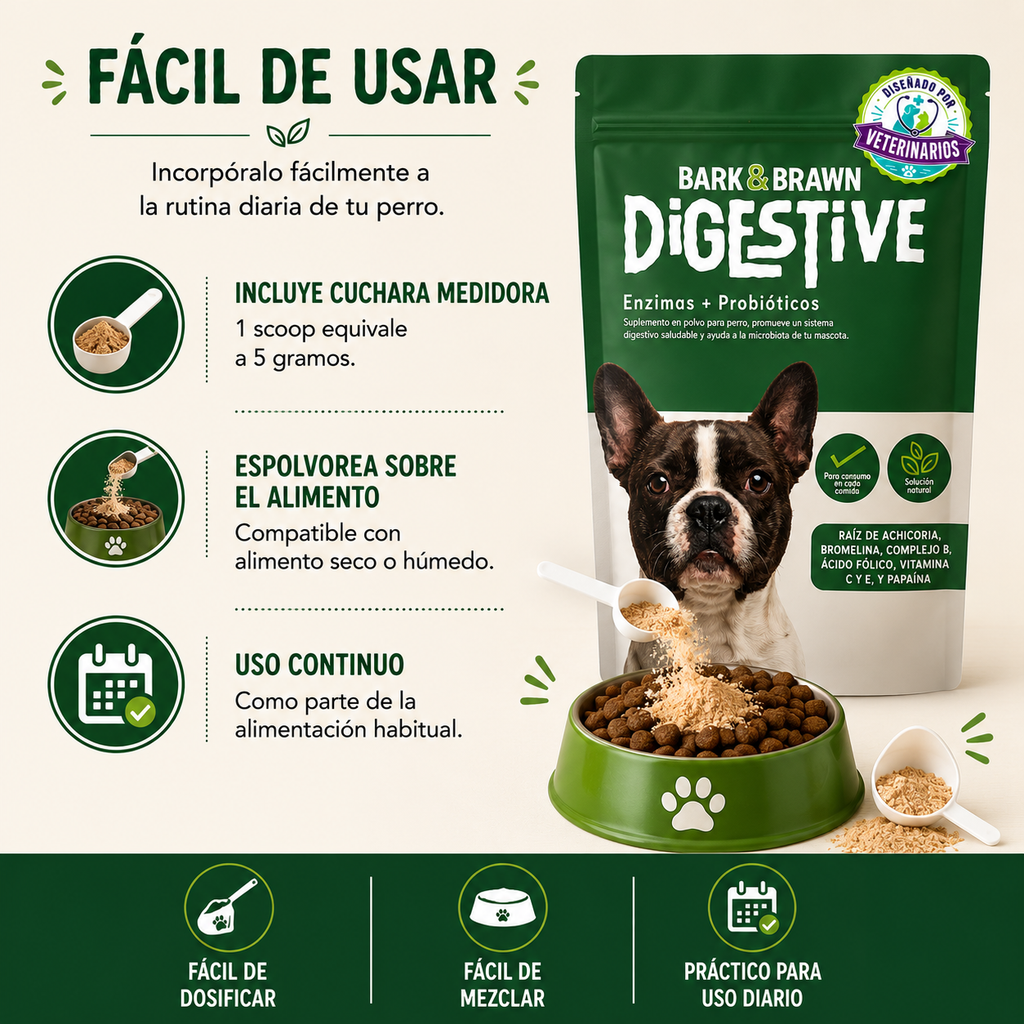 Bark & Brawn Digestive – Enzimas + Probióticos