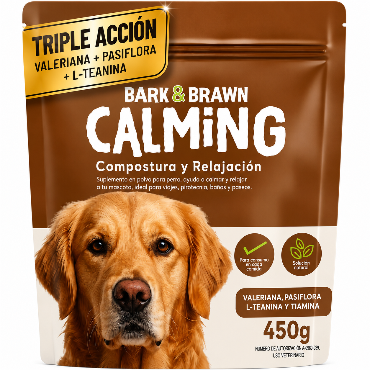 Bark & Brawn Calming 450g – Suplemento calmante para perros